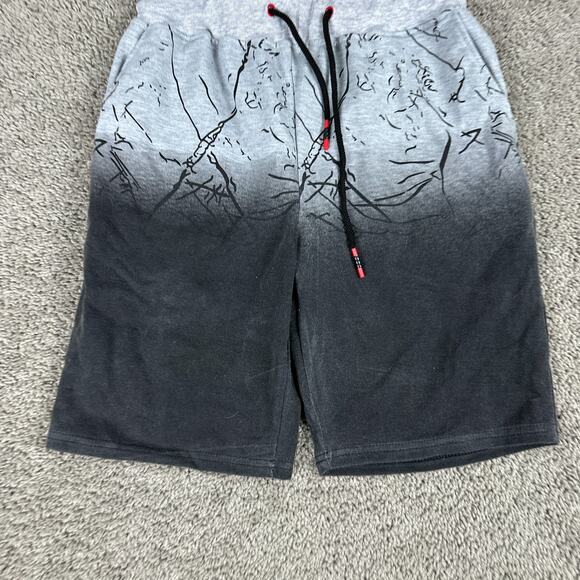 Manfinity Shorts Mens Medium Gray Black Hombre Dyed Geometric Drawstring Gym - Picture 3 of 10